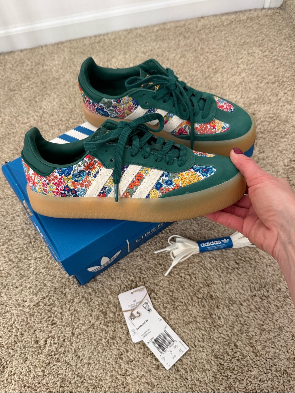 Adidas Women’s Sambae Liberty London Collegiate Green Floral Sneakers US 7
